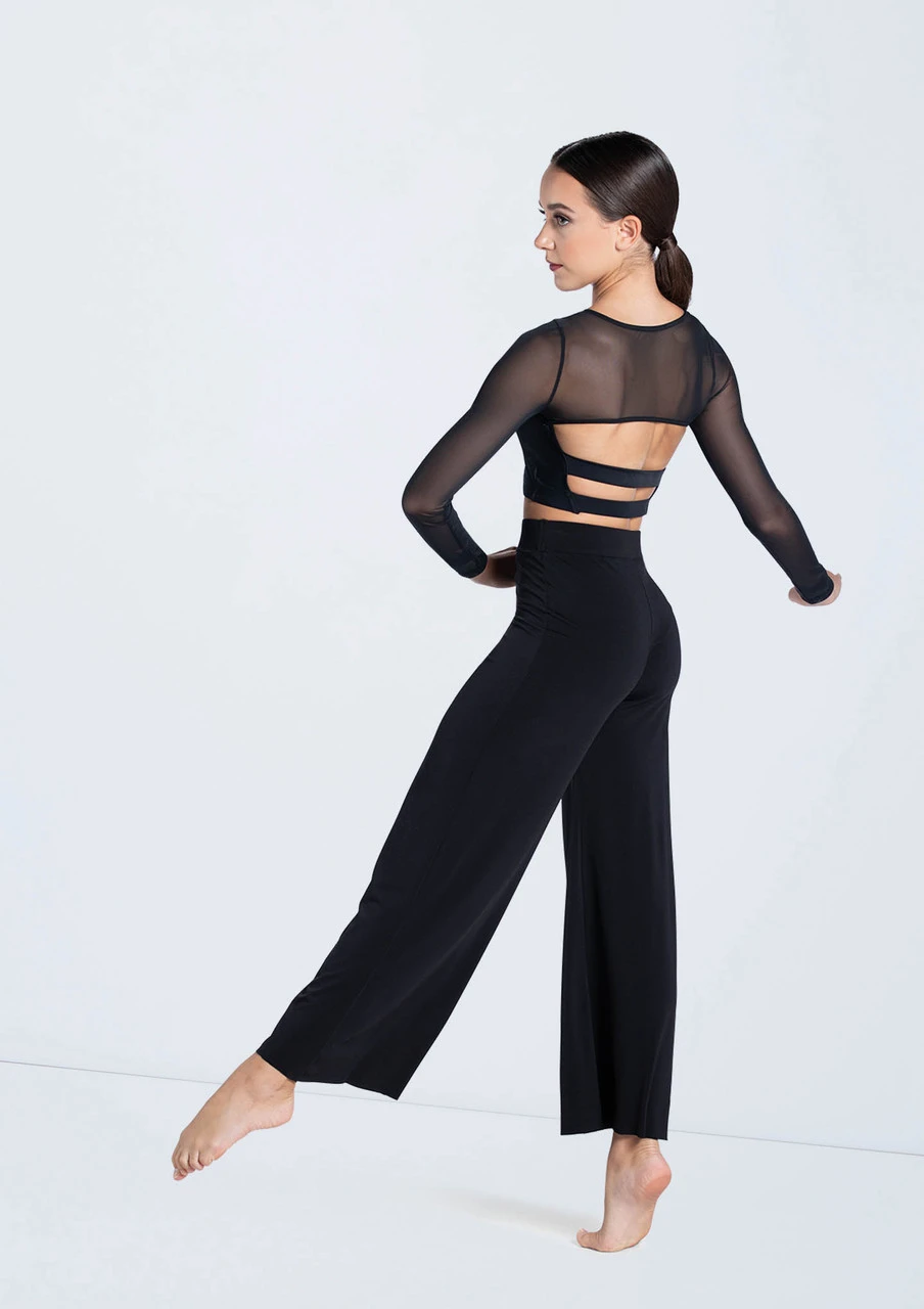 Weissman Long Sleeve Crop Top With Mesh - Image 2