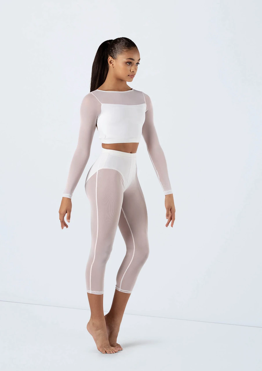 Weissman Long Sleeve Crop Top With Mesh - Image 4