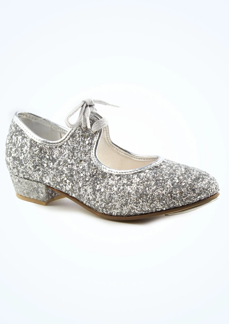 Alegra Tie Front Glitter Tap Shoe - Silver - Image 4