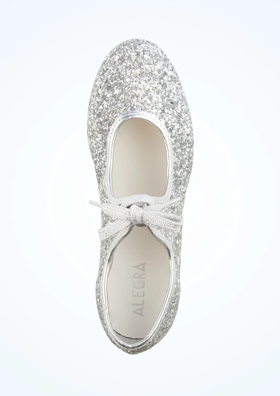 Alegra Tie Front Glitter Tap Shoe - Silver - Image 2
