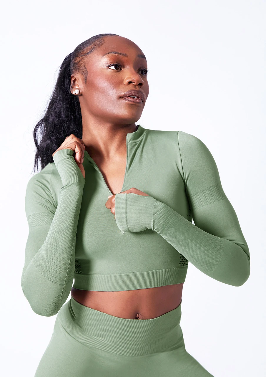 Move Dance Orianna Seamless Zip Crop Top - Image 2