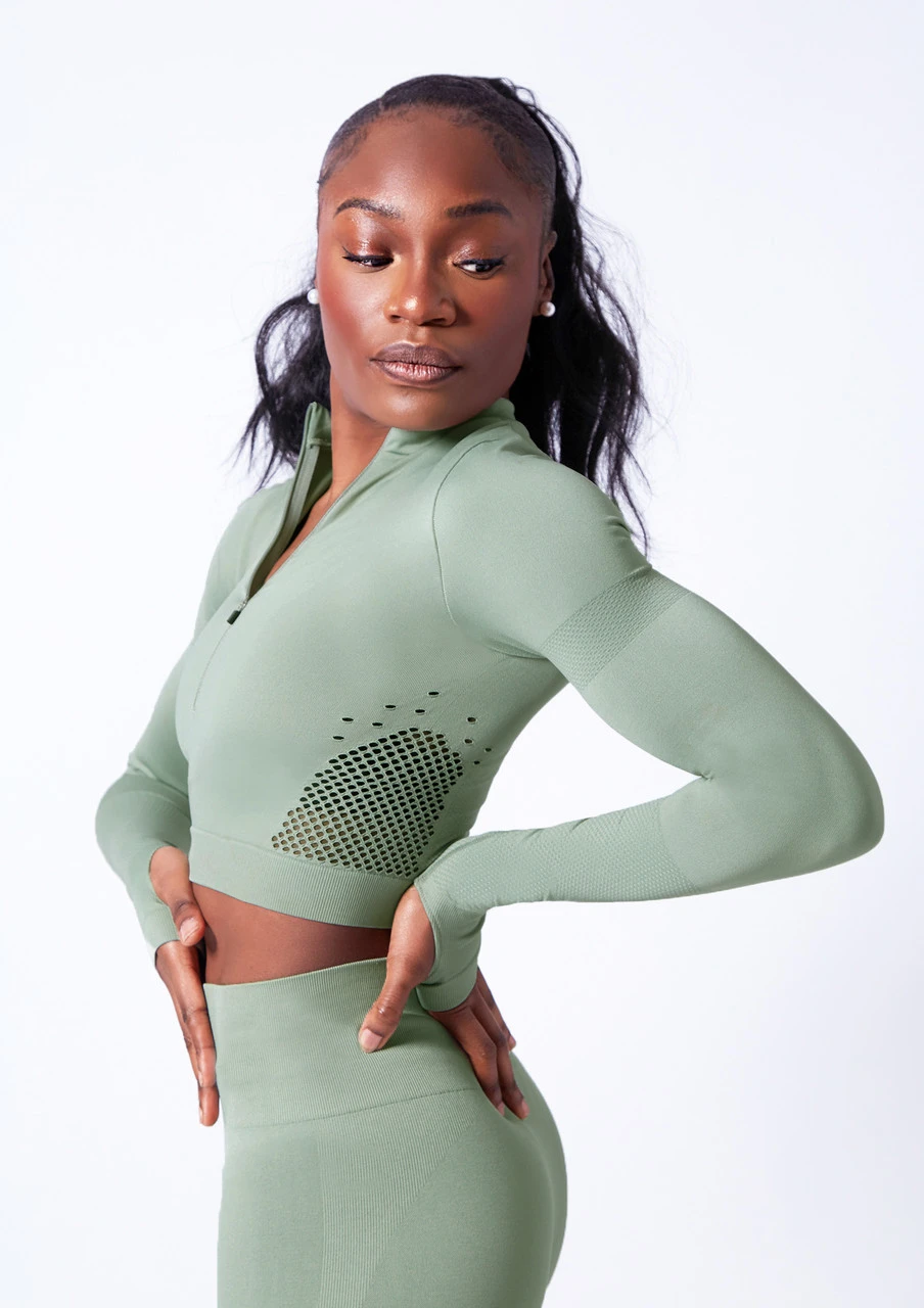 Move Dance Orianna Seamless Zip Crop Top - Image 3