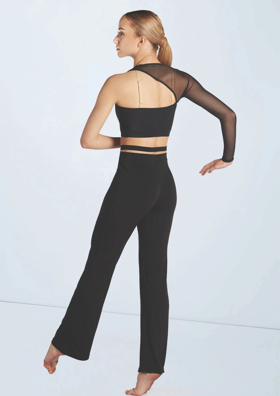 Weissman Asymmetric Mesh Sleeve Crop - Image 2